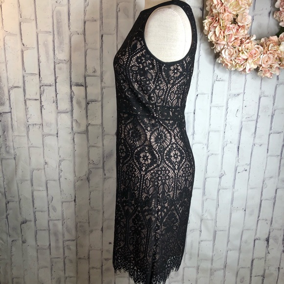 Loft black crochet lace sheath career wedding dres - Picture 5 of 10